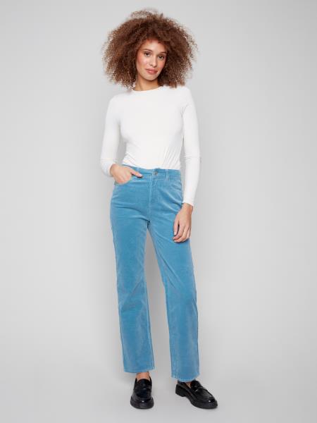 Charlie B Fall/Winter 2025-C5684-660B-Straight Leg Corduroy Pants-Oxford - The Coach Pyramids