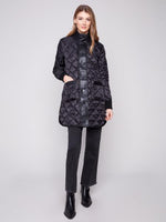 Charlie B Fall/Winter 2025-C6313RP-135B-Reversible Long Puffer Jacket-Black
