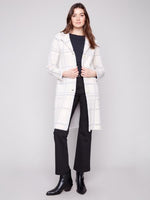 Charlie B Fall/Winter 2025-C6326R-950B-Plaid Knit Coatigan-Ivory