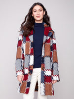Charlie B Fall/Winter 2025-C6346R-642B-Crochet Design Long Coat W/Button Closure-Palette - The Coach Pyramids