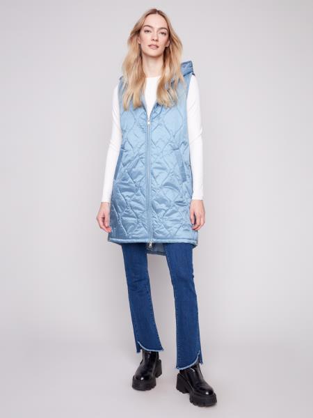 Charlie B Fall/Winter 2025-C6365-135B-Pearlized Long Vest-Oxford - The Coach Pyramids