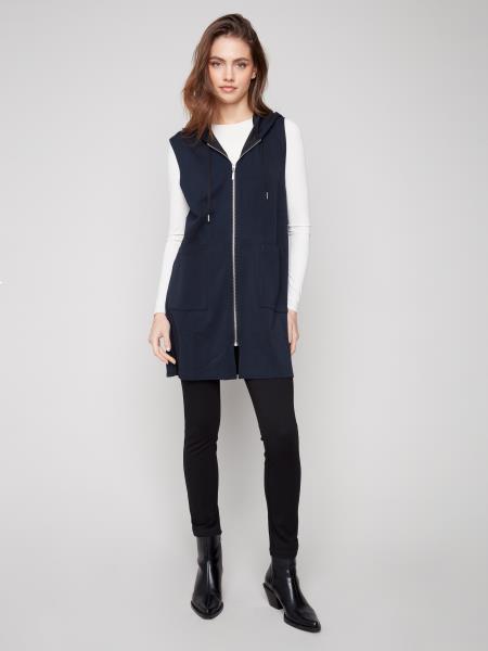 Charlie B Fall/Winter 2025-C6376-447C-Soft Scuba Long Vest-Black - The Coach Pyramids