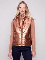 Charlie B Fall/Winter 2025-C6388-388C-Metallic Short Vest-Copper - The Coach Pyramids