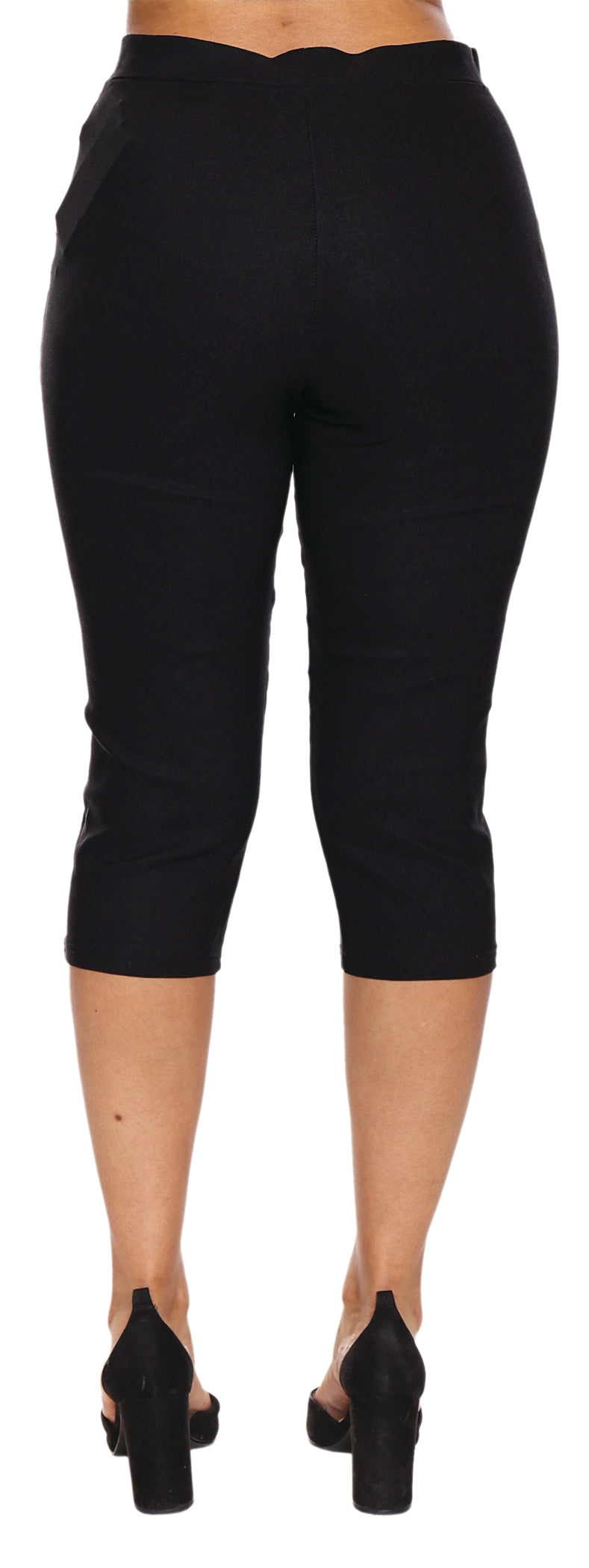 Papa Fashions Spring/Summer 2025-T1038-Stretch Capri W/Buttons-Navy - The Coach Pyramids