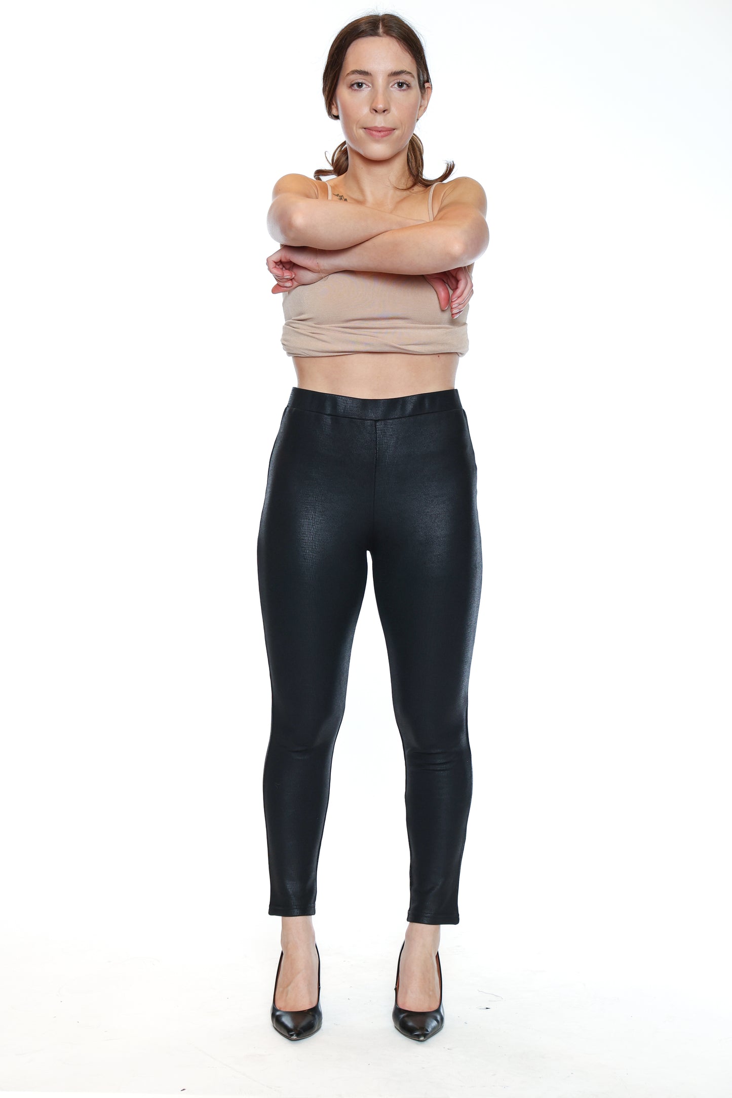 Papa Fashions Fall/Winter 2025-T1052-Pleather Pants-Black - The Coach Pyramids