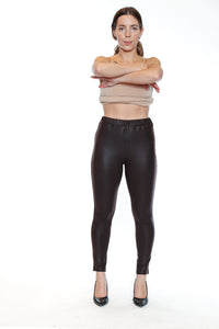 Papa Fashions Fall/Winter 2025-T1052-Pleather Pants-Brown - The Coach Pyramids