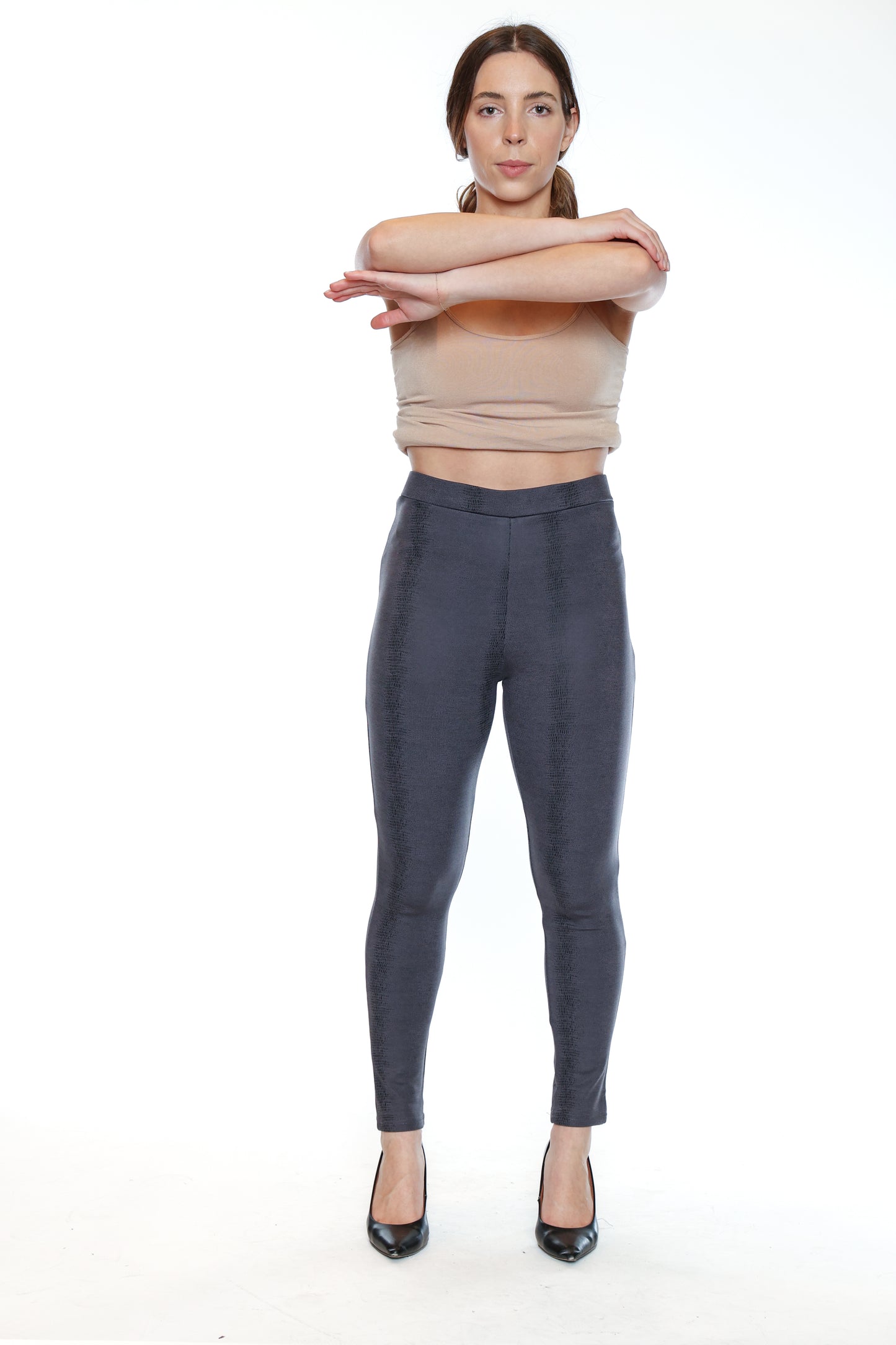 Papa Fashions Fall/Winter 2025-T1052-Pleather Pants-Grey - The Coach Pyramids