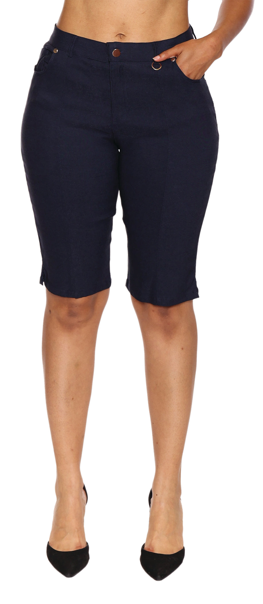 Papa Fashions-T2857-Bermuda Shorts-Navy Light Blue - The Coach Pyramids