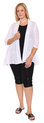 Papa Fashions Spring/Summer 2025-T4353-Layered Lightweight Cardigan W/Pockets-White