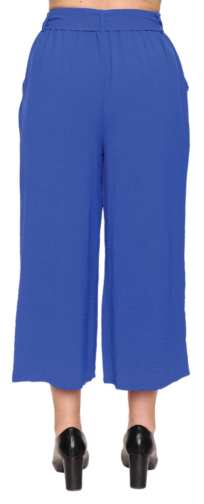 Papa Fashions Spring/Summer 2025-T4858-Crop Pant W/Belt And Pockets-Cobalt