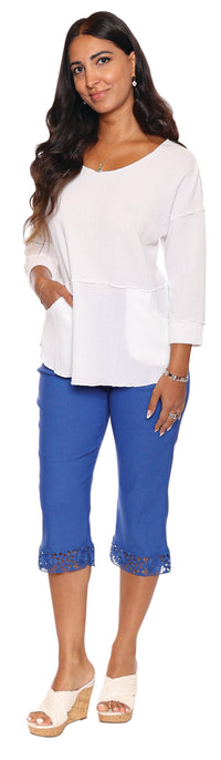 Papa Fashions Spring/Summer 2025-T4905-Textured Tunic W/Pockets- White - The Coach Pyramids