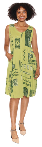 Papa Fashions Spring/Summer 2025-T5273-Crinkle Viscose Flare Dress W/Pockets-Light Green