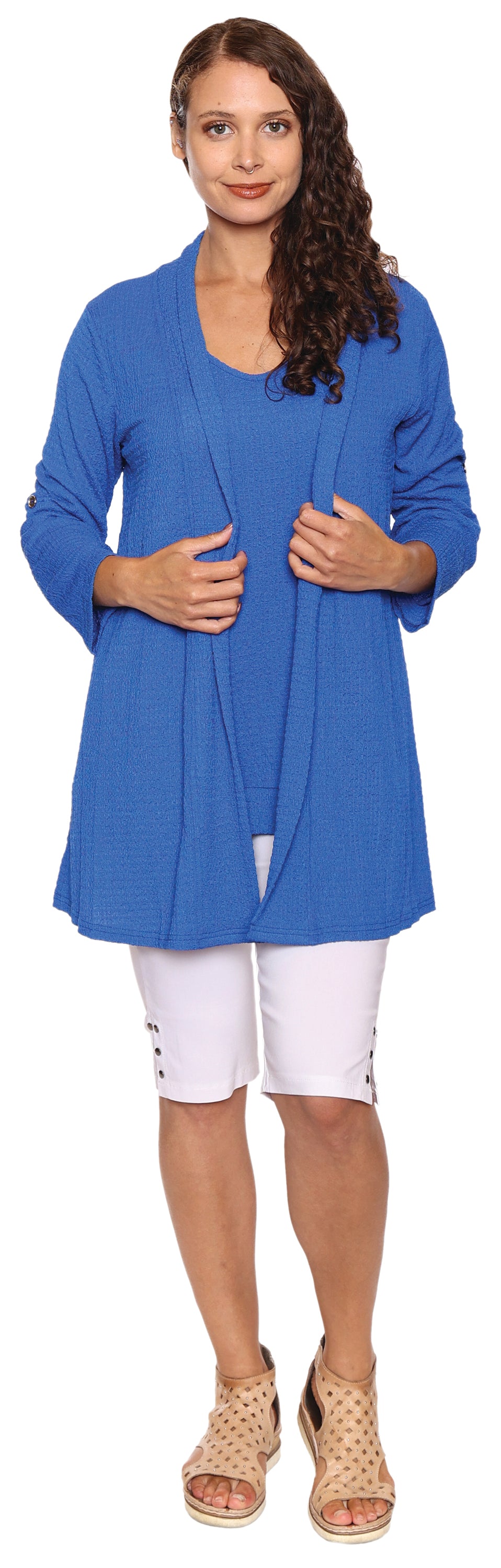 Papa Fashions Spring/Summer 2025-T5433-Textured Cardigan-Royal Blue - The Coach Pyramids