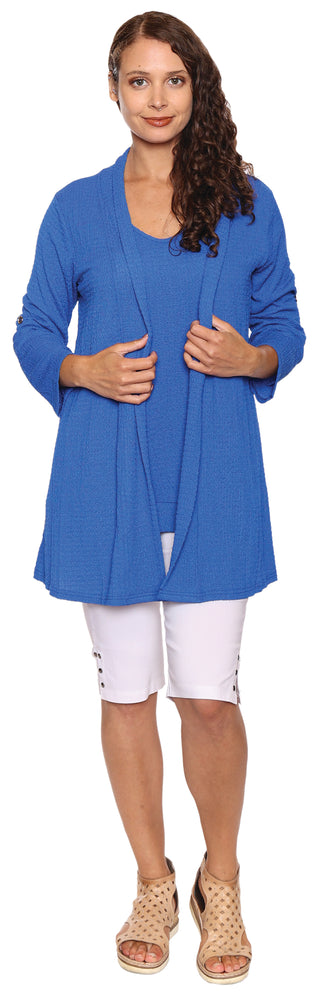 Papa Fashions Spring/Summer 2025-T5433-Textured Cardigan-Royal Blue