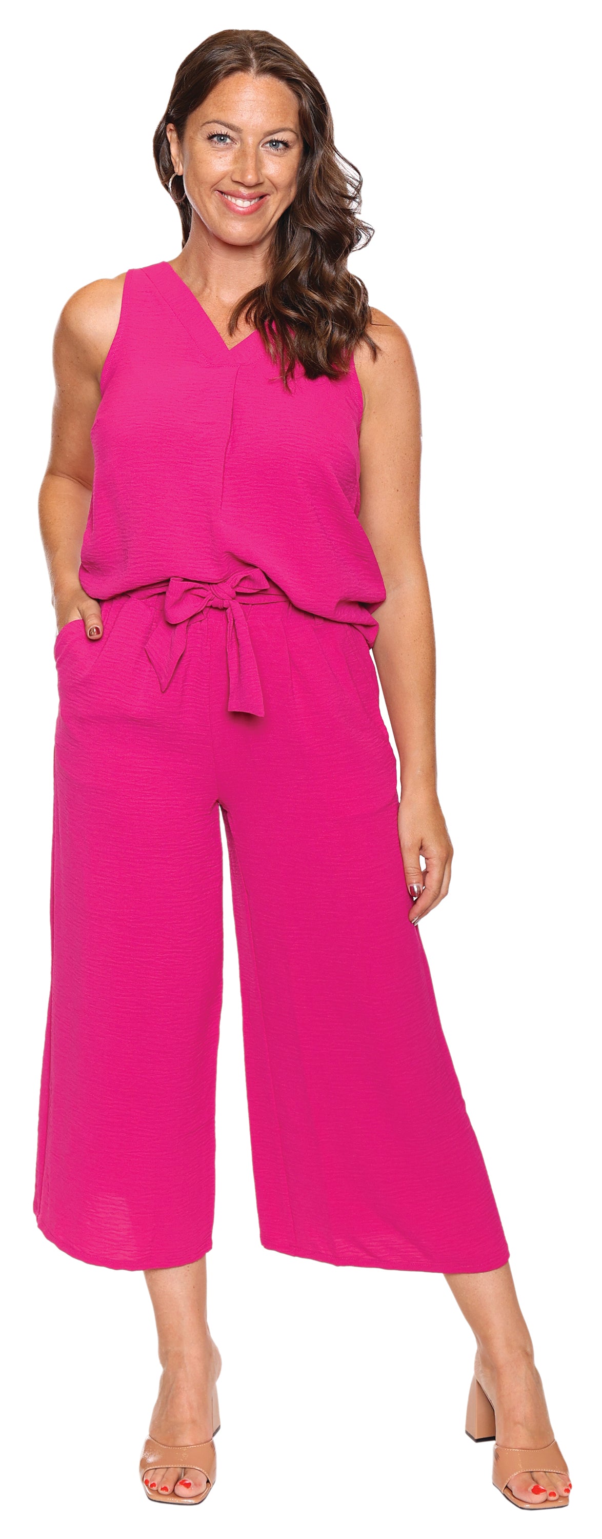Papa Fashions Spring/Summer 2025-T5440-Tank With Slit-Magenta - The Coach Pyramids