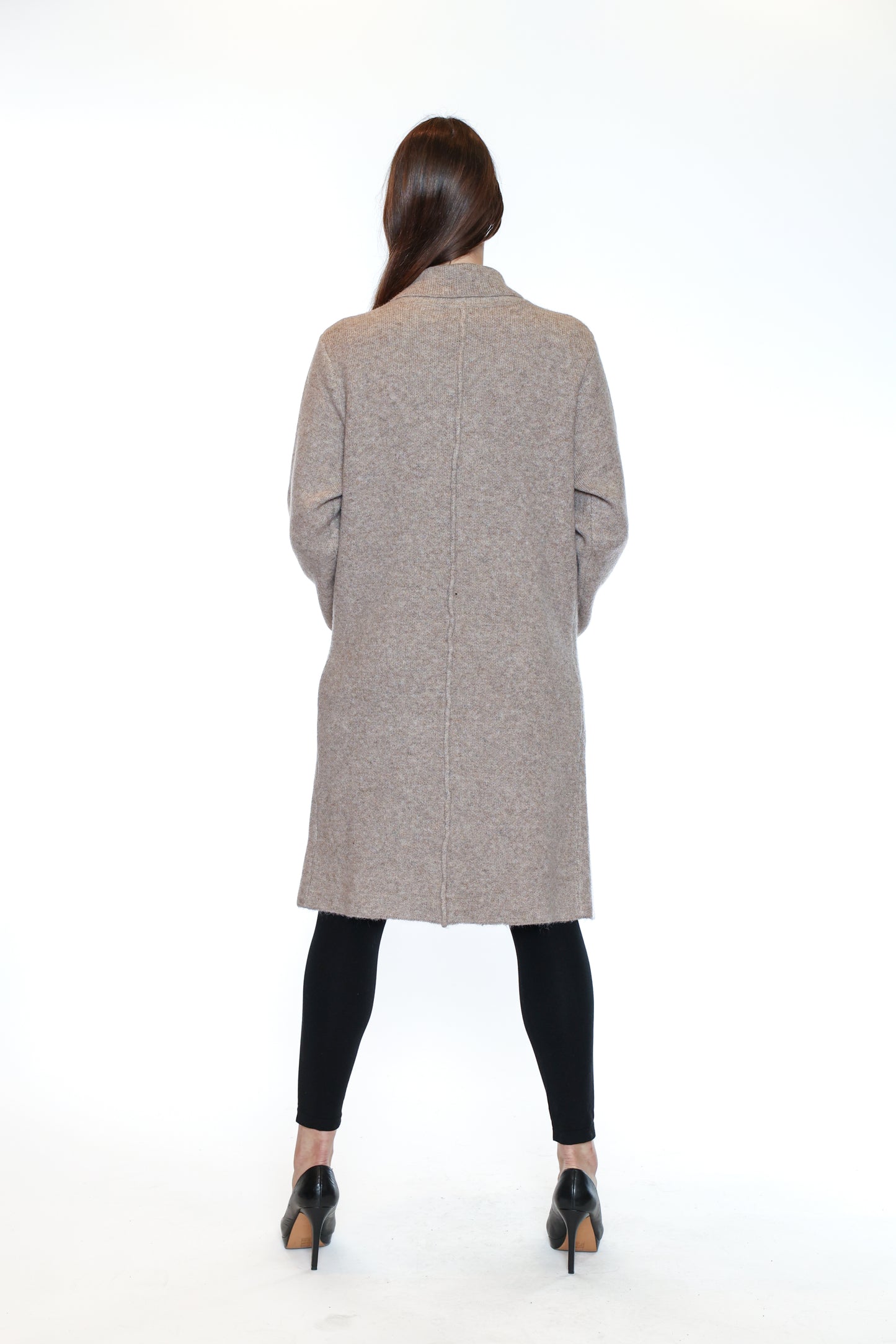 Papa Fashions Fall/Winter 2025-T5712-Long Open Cardigan W/Pockets-Taupe - The Coach Pyramids