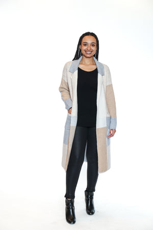 Papa Fashions Fall/Winter 2025-T5714-Checkered Cardigan W/Pockets-Multi - The Coach Pyramids