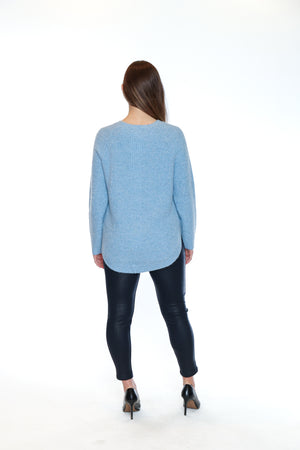 Papa Fashions Fall/Winter 2025-T5716-Rounded Knit Sweater-Blue - The Coach Pyramids