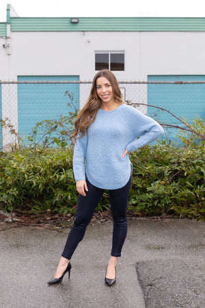 Papa Fashions Fall/Winter 2025-T5716-Rounded Knit Sweater-Blue - The Coach Pyramids