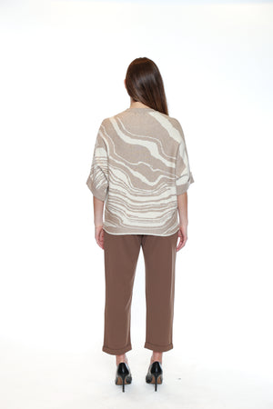 Papa Fashions Fall/Winter 2025-T5719-Knitted Marble Sweater W/Zipper Detail-Cream - The Coach Pyramids