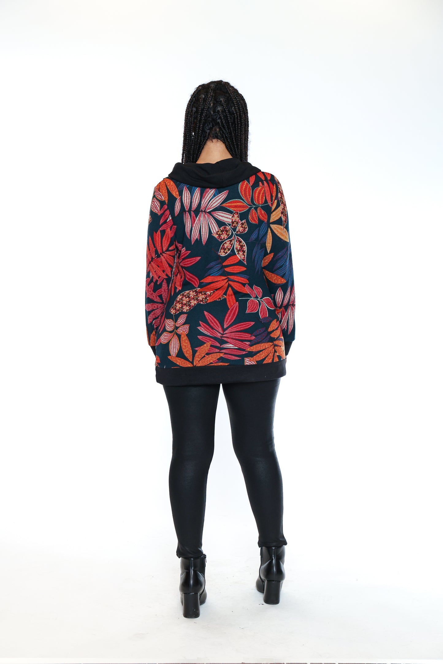 Papa Fashions Fall/Winter 2025-T5735-Brush Cowl Neck Tunic W/Button Detail-Navy - The Coach Pyramids
