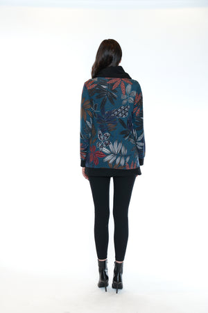 Papa Fashions Fall/Winter 2025-T5735-Brush Cowl Neck Tunic W/Button Detail-Teal - The Coach Pyramids