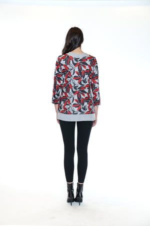 Papa Fashions Fall/Winter 2025-T5740-Brush Fabric Top W/Grommet And Zip Detail-Red - The Coach Pyramids