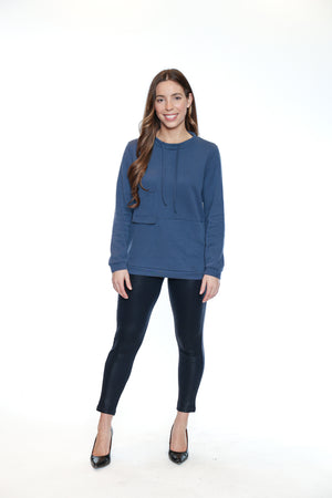 Papa Fashions Fall/Winter 2025-T5766-Shirt W/Pocket And Drawstring Detail-Denim - The Coach Pyramids