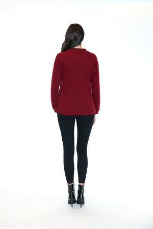 Papa Fashions Fall/Winter 2025-T5766-Shirt W/Pocket And Drawstring Detail-Wine - The Coach Pyramids