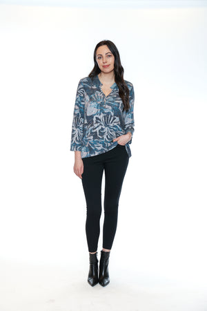 Papa Fashions Fall/Winter 2025-T5773-Printed Shirt W/Lace And Button Detail-Multi - The Coach Pyramids