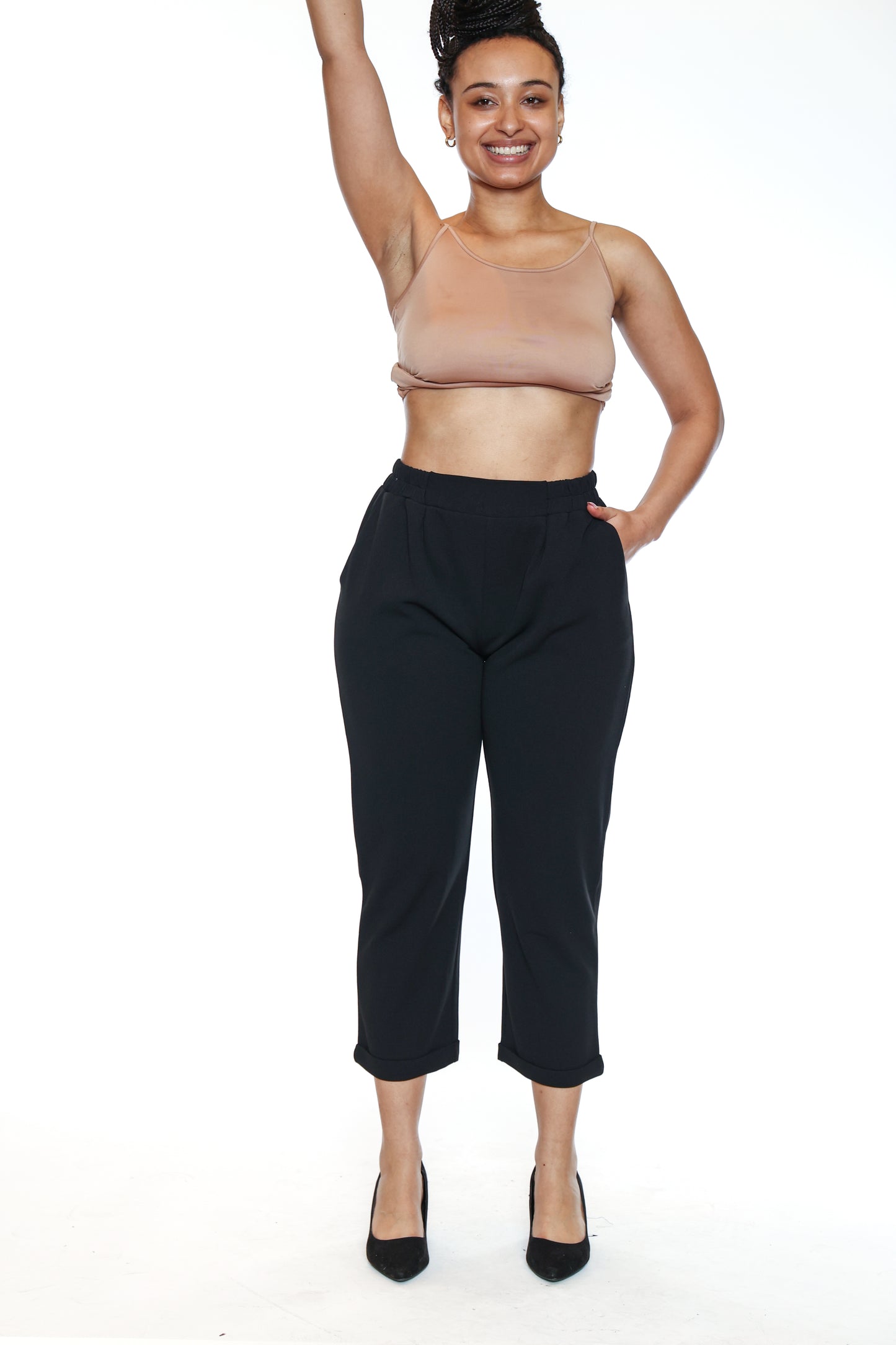 Papa Fashions Fall/Winter 2025-T5783-Scuba Crepe Crop Pant W/Pockets-Black - The Coach Pyramids