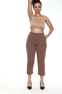Papa Fashions Fall/Winter 2025-T5783-Scuba Crepe Crop Pant W/Pockets-Taupe - The Coach Pyramids