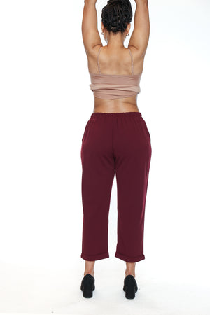 Papa Fashions Fall/Winter 2025-T5783-Scuba Crepe Crop Pant W/Pockets-Wine - The Coach Pyramids