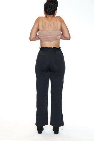 Papa Fashions Fall/Winter 2025-T5787-Wide Leg Scuba Pants W/Pockets-Black - The Coach Pyramids