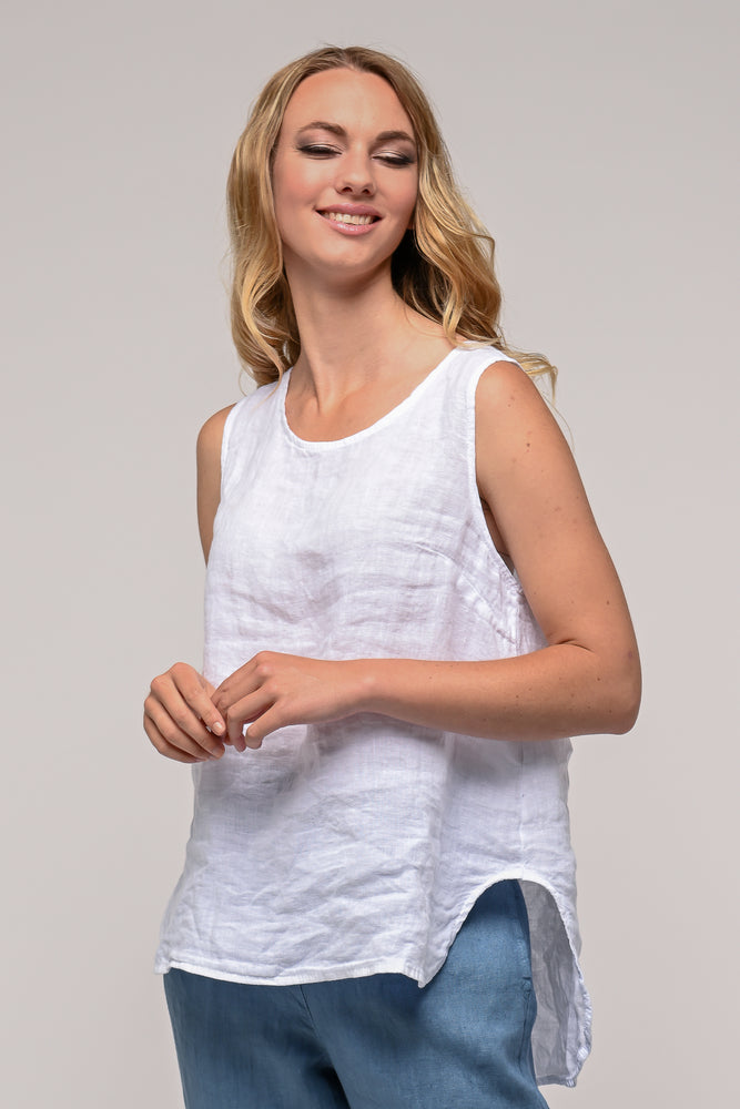 Linen Luv Spring/Summer 2024-TP1131-11-French Linen Top-Bianco - The Coach Pyramids