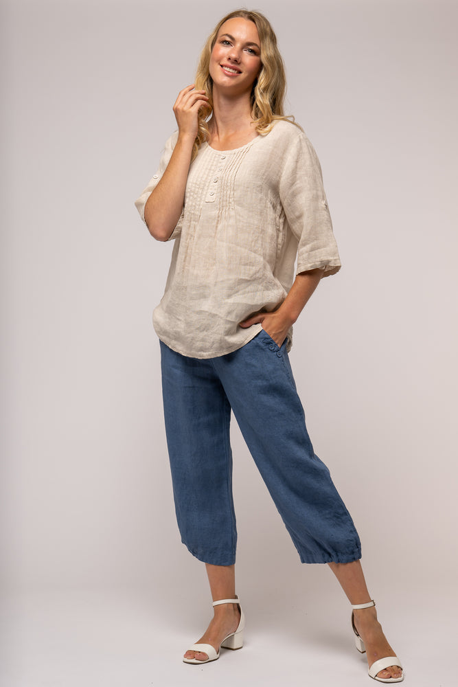 Linen Luv Spring/Summer 2024-TP1289-110-French Linen Top-Sabbia