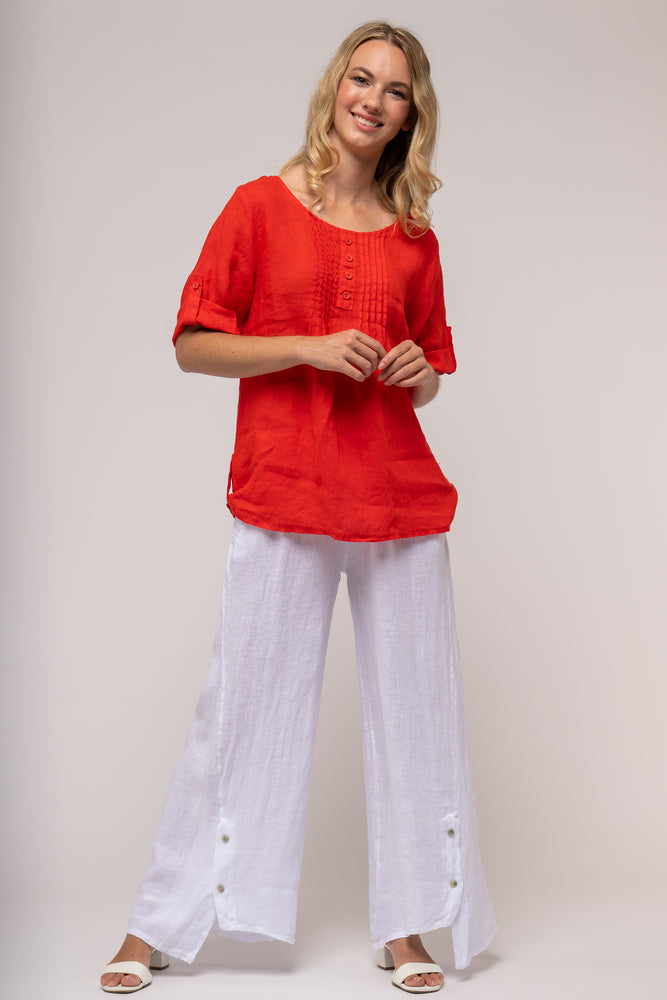 Linen Luv Spring/Summer 2024-TP1289-91-French Linen Top-Rosso India