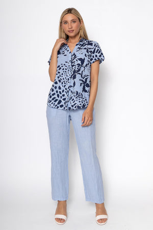 Linen Luv Spring/Summer 2025-TP1485-31-French Linen Blouse-Ciel - The Coach Pyramids