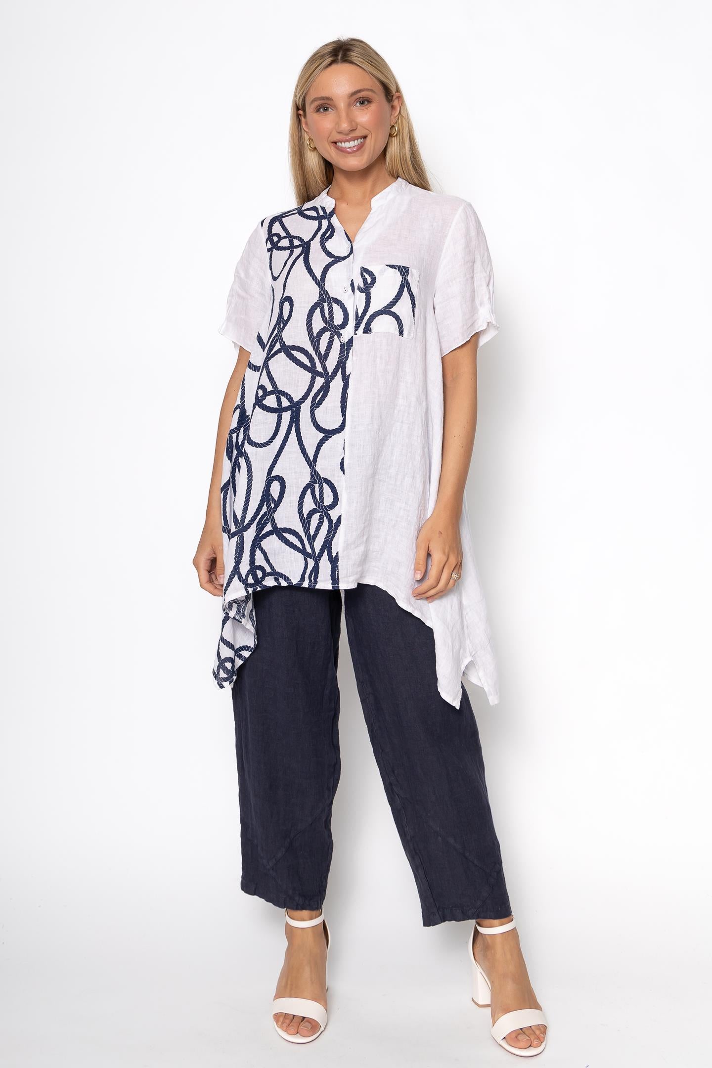 Linen Luv Spring/Summer 2025-TP1488-11-French Linen Blouse-Bianco - The Coach Pyramids