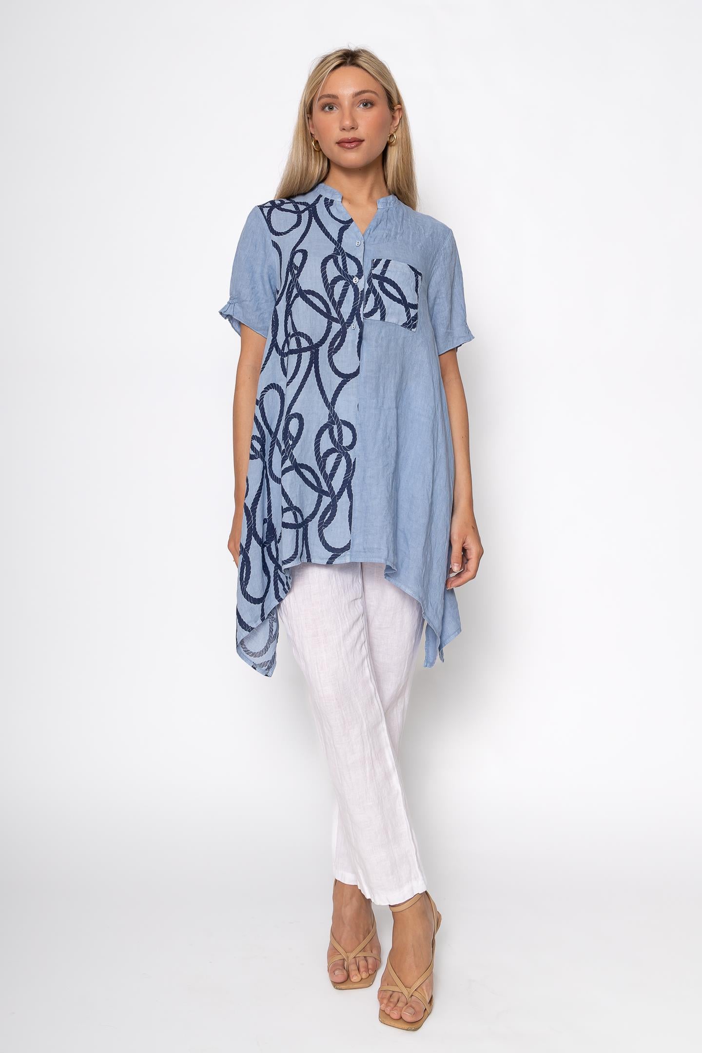 Linen Luv Spring/Summer 2025-TP1488-56-French Linen Blouse-Jeans - The Coach Pyramids