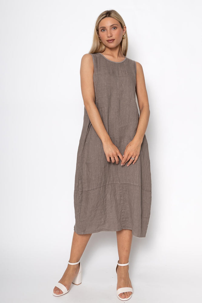 Linen Luv Spring/Summer 2025-TP1503-40-French Linen Dress-Fango - The Coach Pyramids