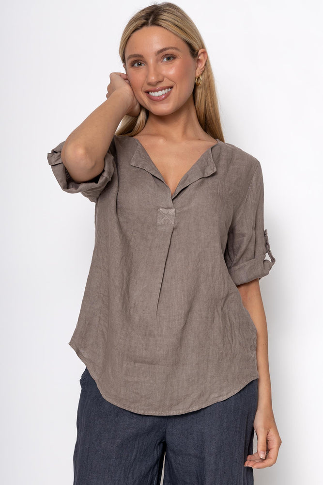 Linen Luv Spring/Summer 2025-TP1506-40-French Linen Blouse-Fango - The Coach Pyramids