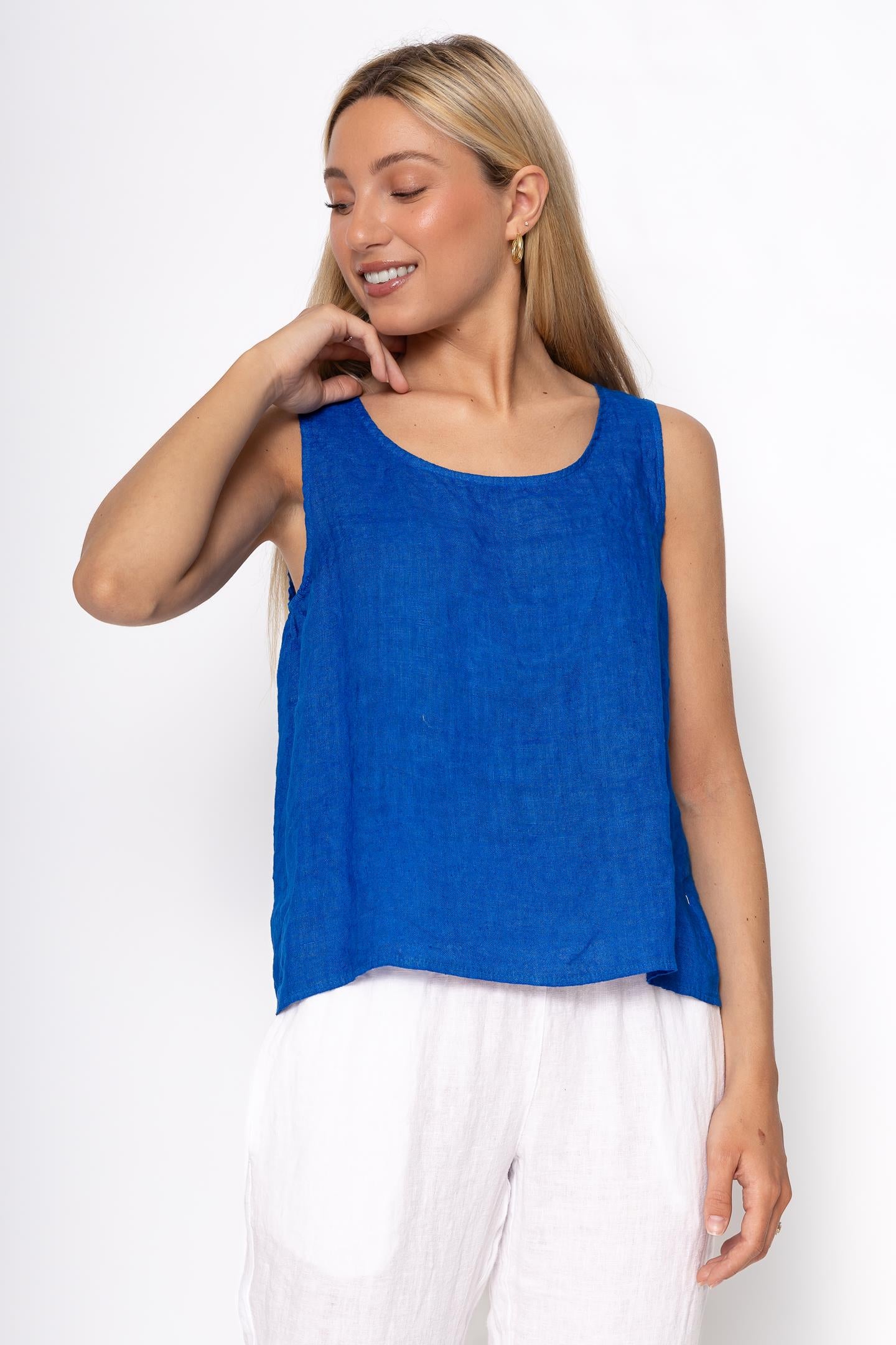 Linen Luv Spring/Summer 2025-TP1508-128-French Linen Top-Royal - The Coach Pyramids