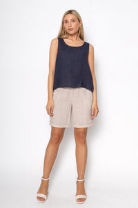 Linen Luv Spring/Summer 2025-TP1508-71-French Linen Top-Navy - The Coach Pyramids