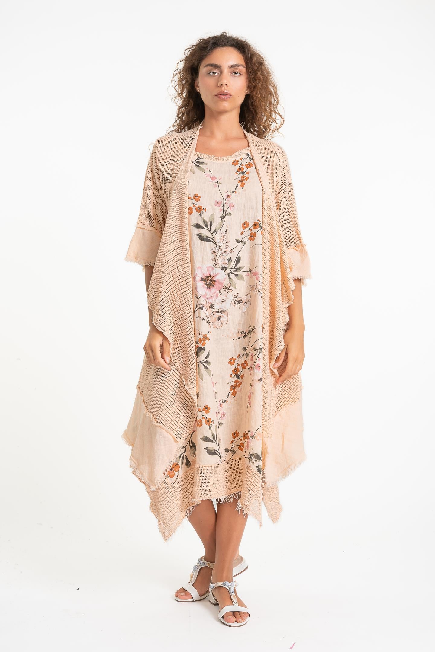 Linen Luv Spring/Summer 2025-TP1529-204-French Linen Duster-Apricot - The Coach Pyramids