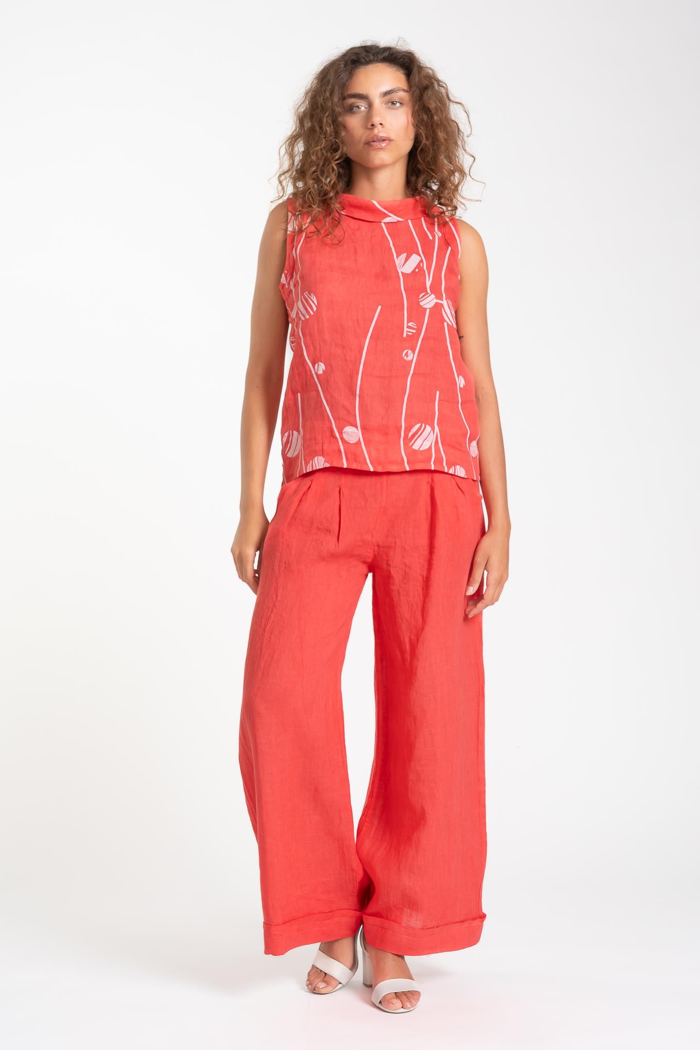 Linen Luv Spring/Summer 2025-TP1554P-116-French Linen Top-Corallo - The Coach Pyramids