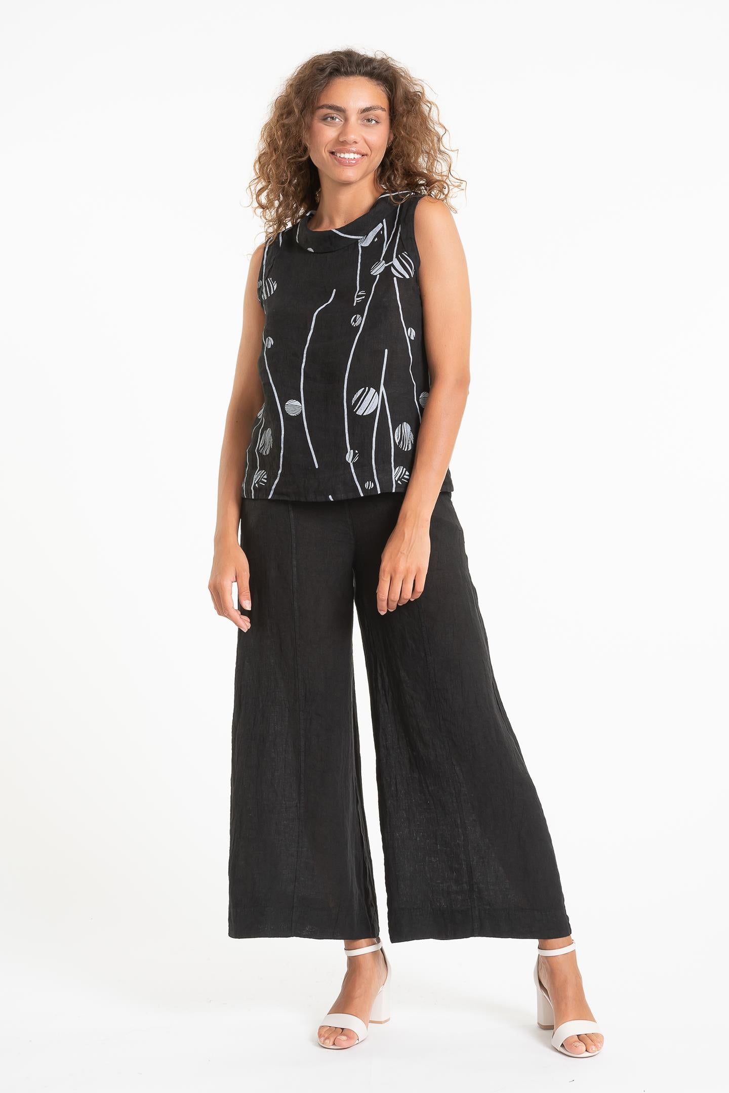 Linen Luv Spring/Summer 2025-TP1554P-74-French Linen Top-Nero - The Coach Pyramids