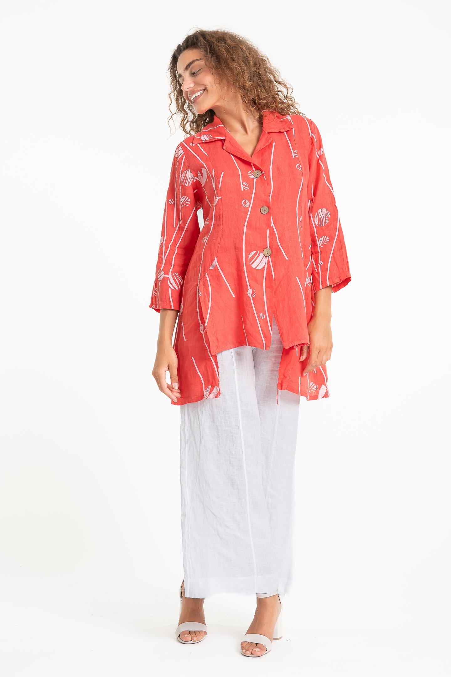 Linen Luv Spring/Summer 2025-TP1556P-116-French Linen Shirt-Corallo - The Coach Pyramids