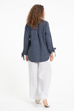 Linen Luv Spring/Summer 2025-TP1600-17-French Linen Shirt-Blue Stripe