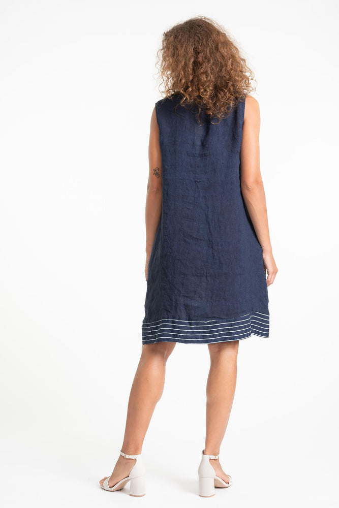 Linen Luv Spring/Summer 2025-TP1606-17-French Linen Dress-Blue Stripe